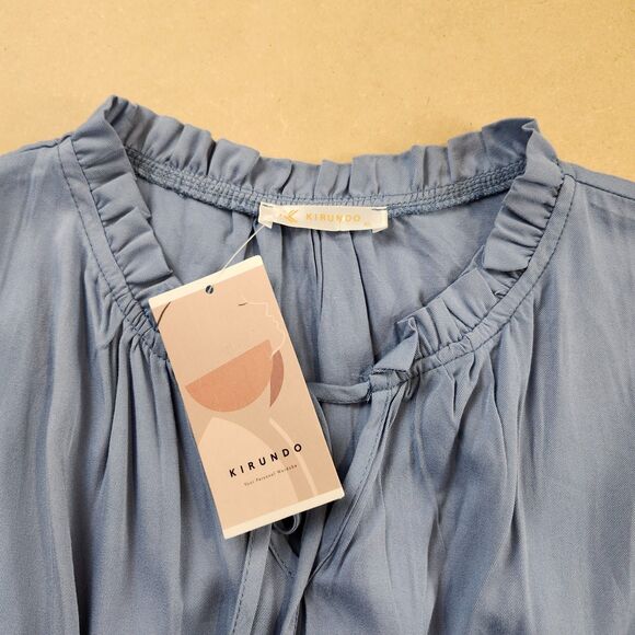 NWT Kirundo Size XL Powder Blue Tiered Maxi Dress Elastic Waist Shower Wedding - Picture 4 of 9